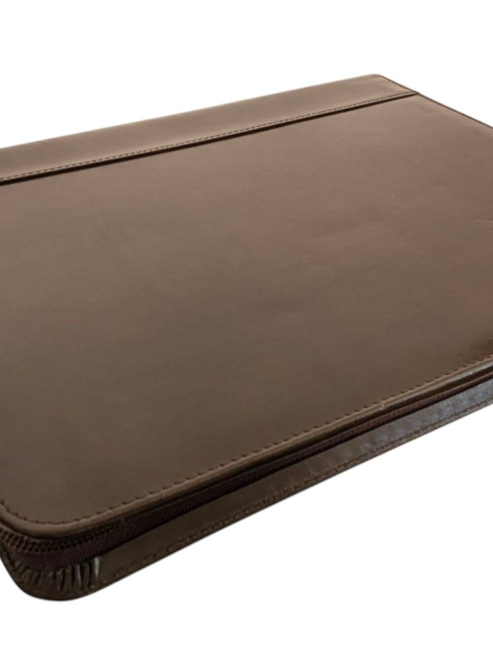 Vintage Brown Leather A4 Portfolio - DAY-TIMER Zippered File Case - Picture 3 of 6